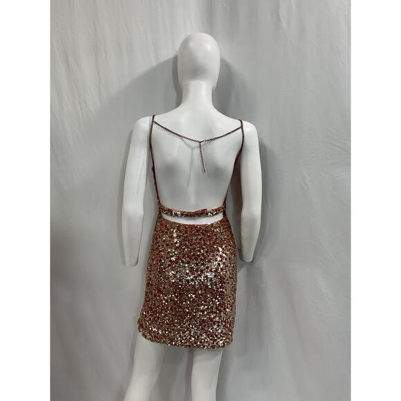 H:Ours 'Vega' Pink Sequin Embellished Back Cut Out Dress Size S - Picture 3 of 5